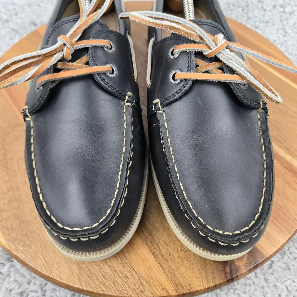 G.H. Bass & Co Mens 8M Hampton Navy Leather Casual Lifestyle Daily Boat Shoe
